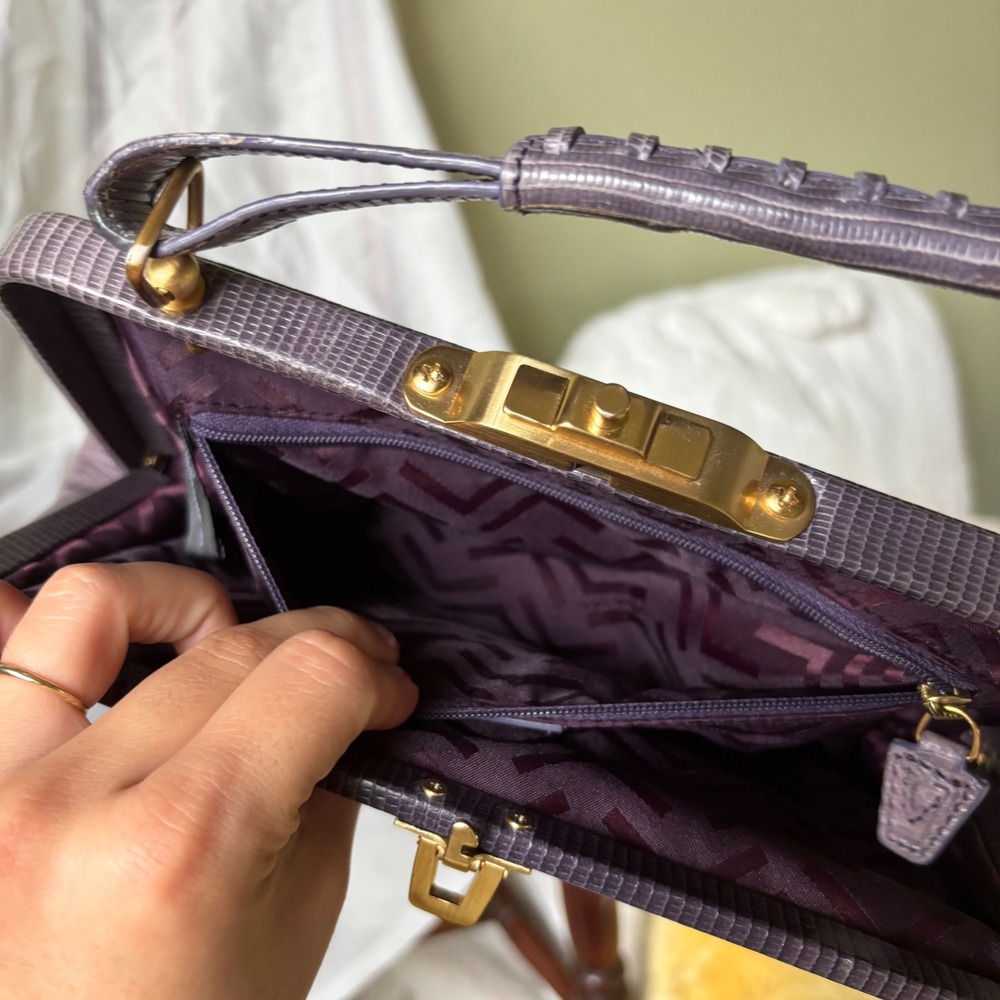 Vintage 90s Via Spiga Purple Leather Shoulder Bag - Picture 6 of 8